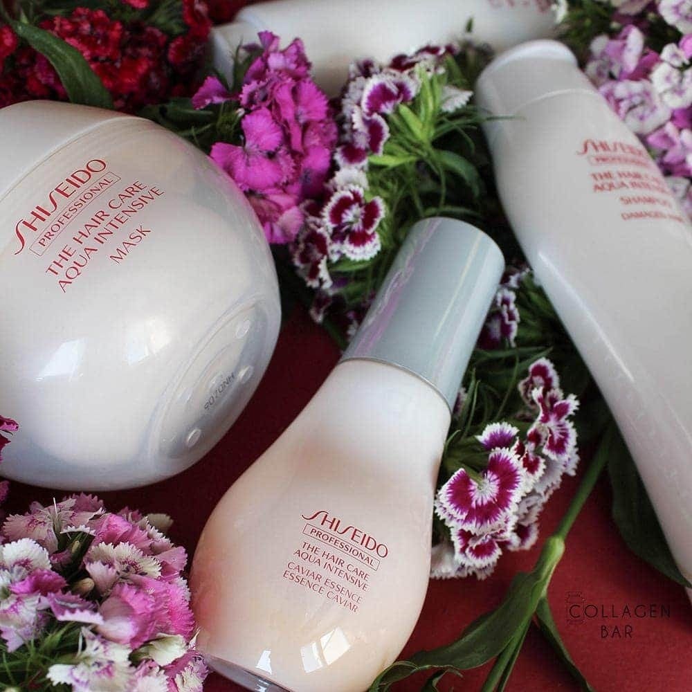 Маска для волосся, сироватка та шампунь для волосся Shiseido Aqua Intensive з квітами