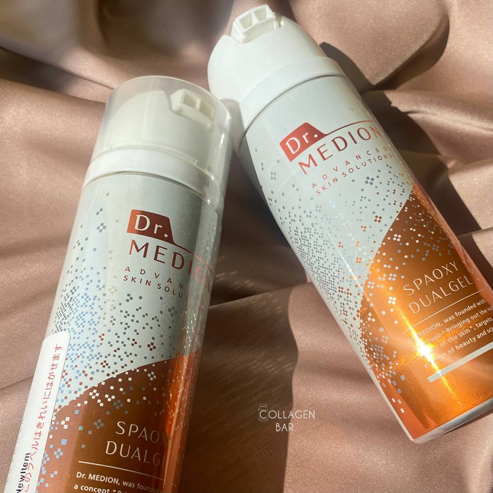 Две карбокси маски Dr. MEDION Spa Oxy Dual Gel на коричневой ткани