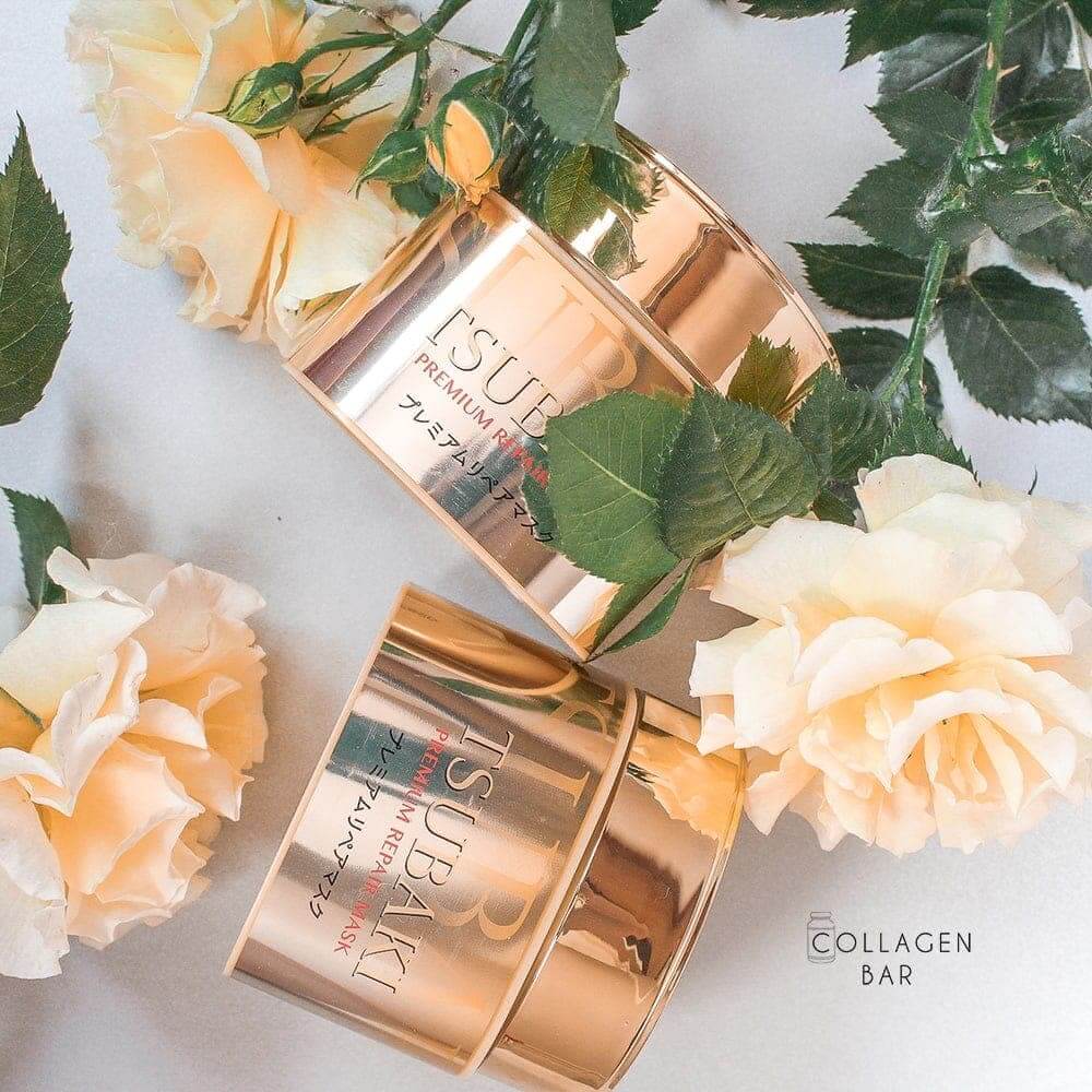 Дві маски для волосся Shiseido Tsubaki Premium і три троянди чайного кольору