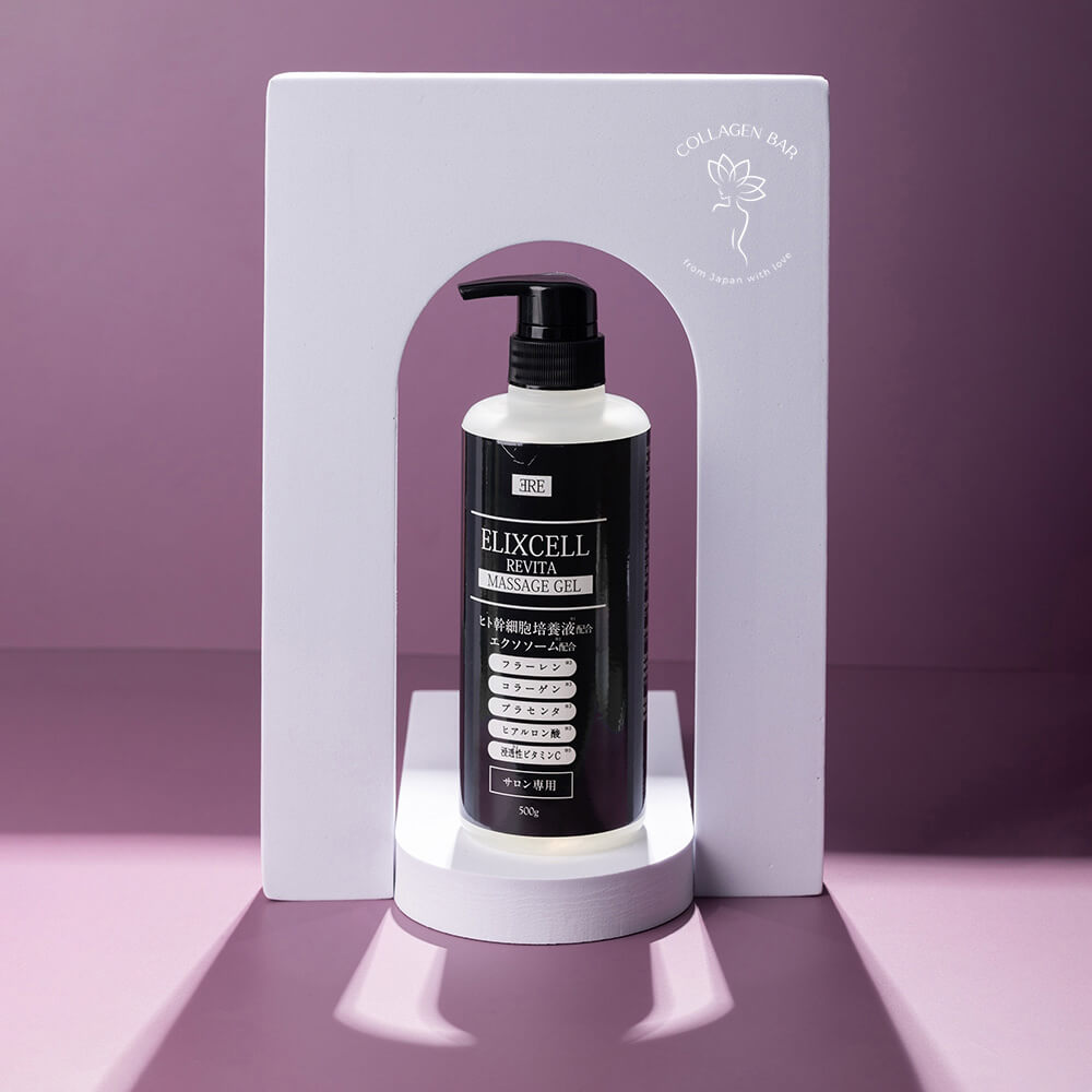 Антицелюлітний жиросжигающий масажний гель для тіла Elixcell Revita Massage Gel в геометричній інсталяції